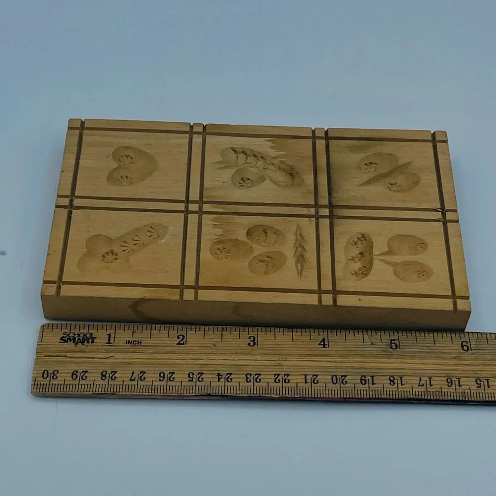 Vintage Hand Carved Wooden Speculaas Cookie Mold Springerle Board Folk Art Decor